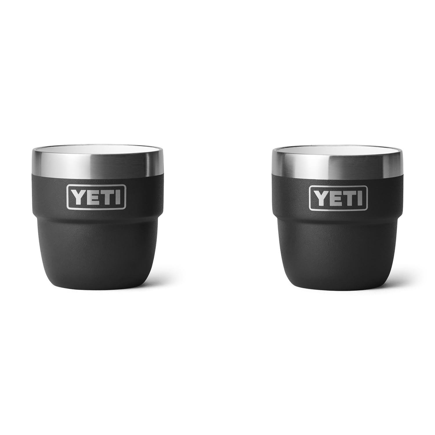 YETI Rambler 4 oz stackable cup in black, front view, ideal for compact espresso rituals