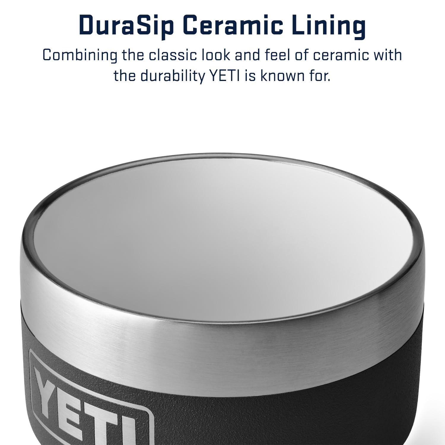 YETI Rambler 4 oz stackable cup in black inside ceramic lining for premium insulation