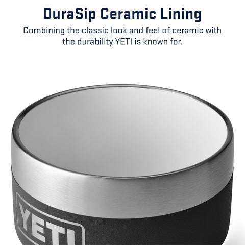 YETI Rambler 4 oz stackable cup in black inside ceramic lining for premium insulation