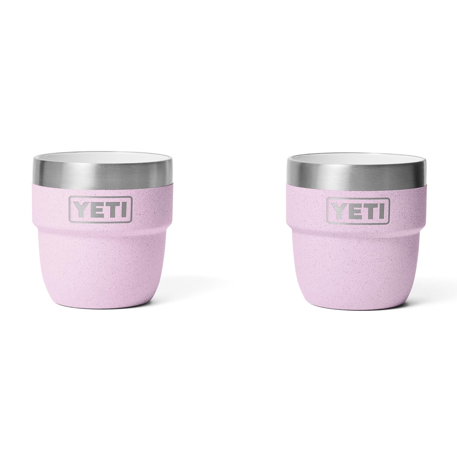 YETI Rambler 4oz stackable cup in Cherry Blossom for on-the-go espresso.