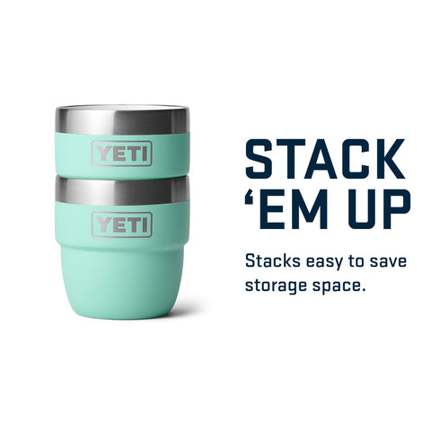 YETI Rambler 4oz stackable cup fits most espresso machines, barista-friendly compatibility.