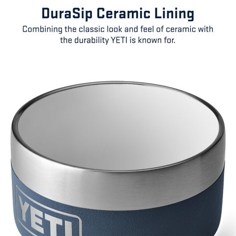 YETI Rambler 4oz Stackable Cup Navy ceramic lining detail for a ceramic feel