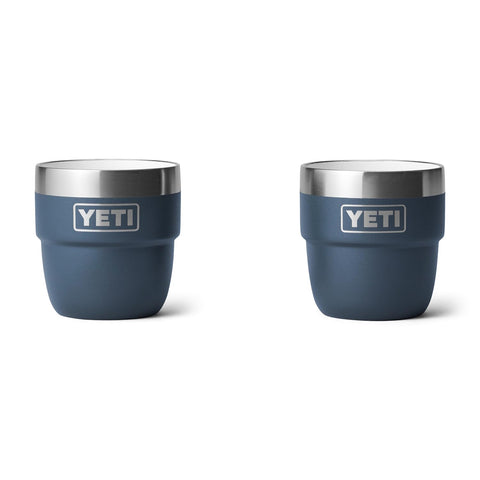 YETI Rambler 4oz Stackable Cup Navy front view showing compact espresso-ready design