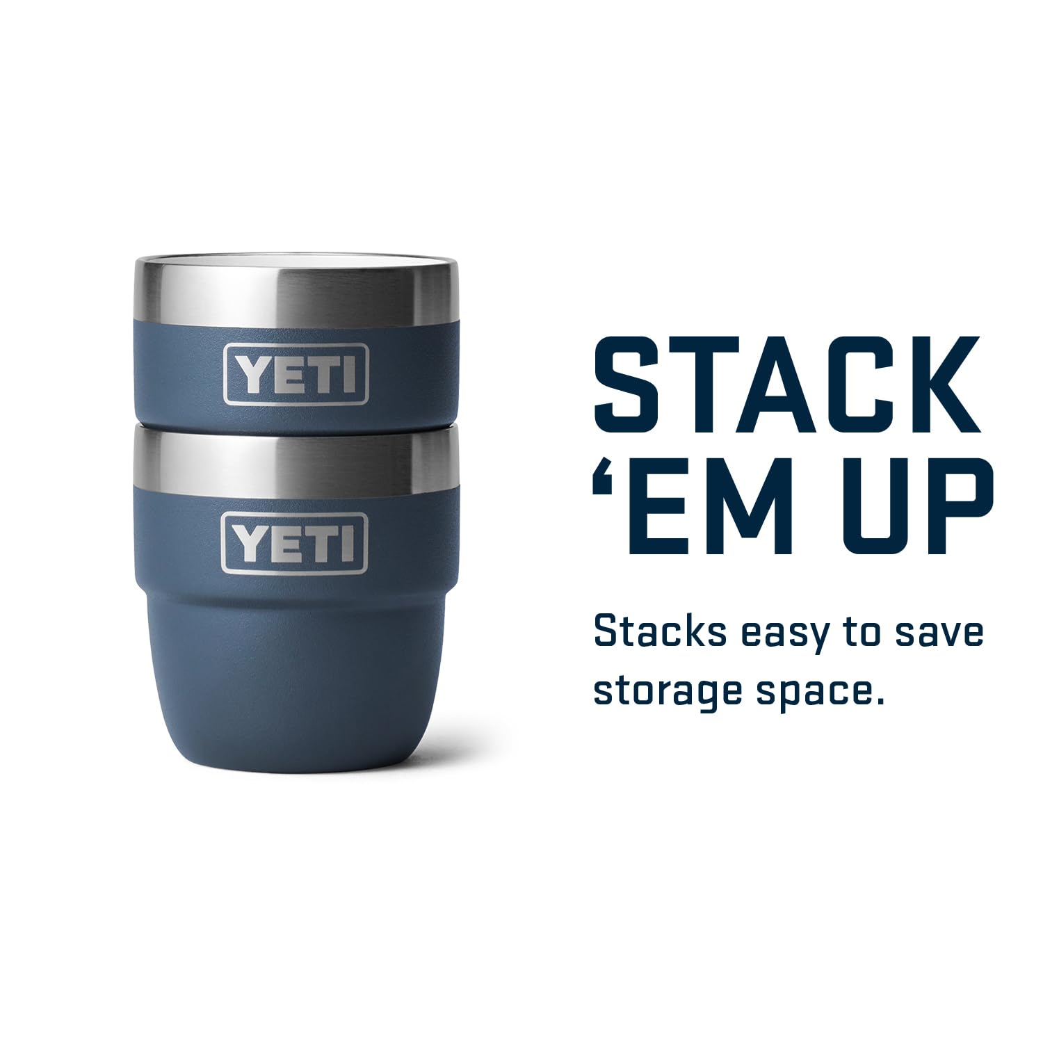 YETI Rambler 4oz Stackable Cup Navy stainless steel exterior shine