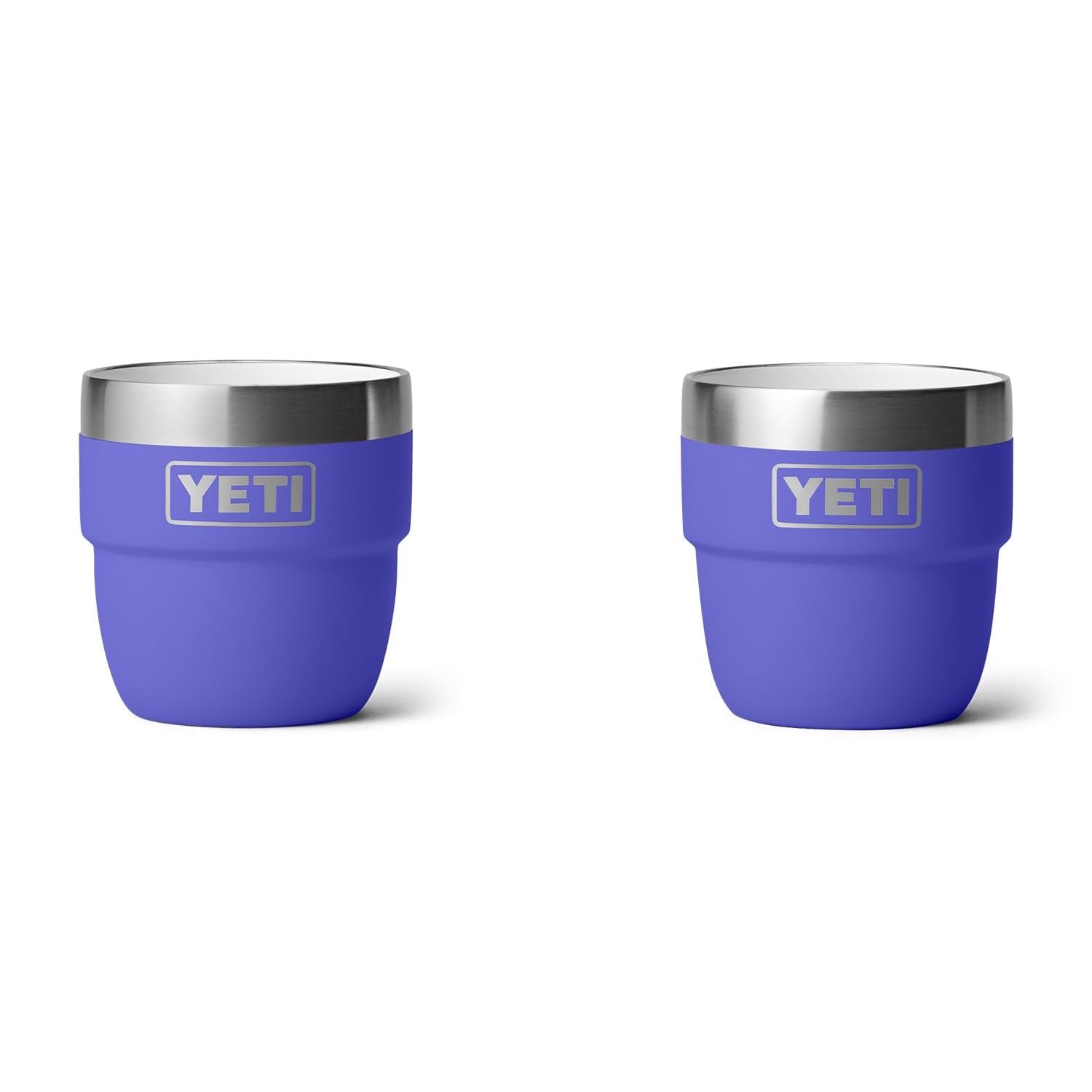 YETI Rambler 4 oz ultramarine violet cup front view showing vivid color and compact form.
