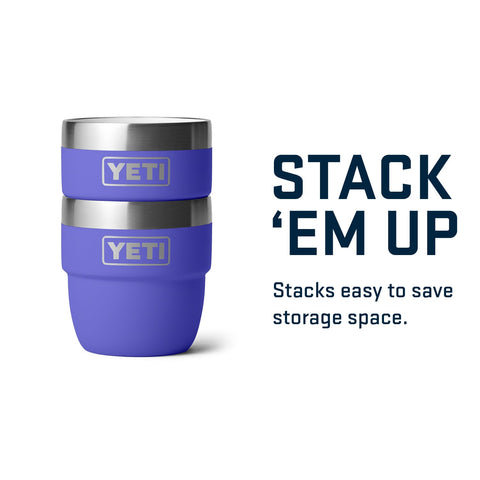 Vacuum insulated YETI Rambler 4 oz cup keeps beverages hot or cold longer.