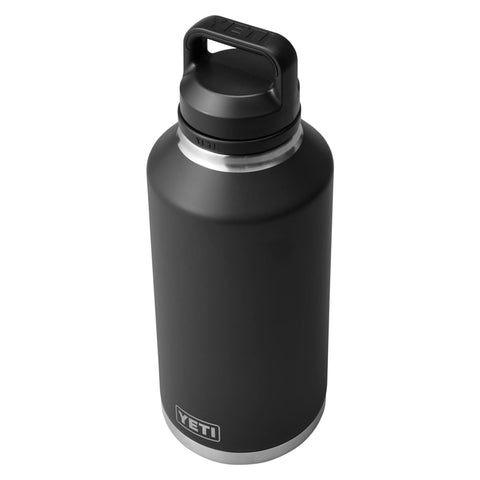 YETI Rambler 64 oz bottle features 18/8 stainless steel for durability.