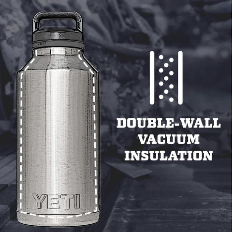 YETI Rambler 64 oz navy with Chug Cap close-up for quick sipping