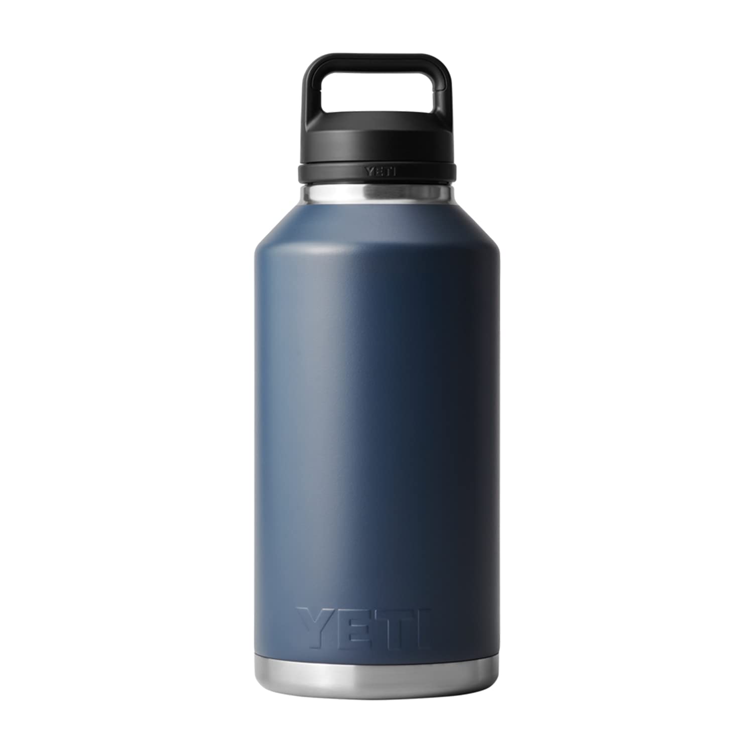 YETI Rambler 64 oz navy in use during a hike for hydration