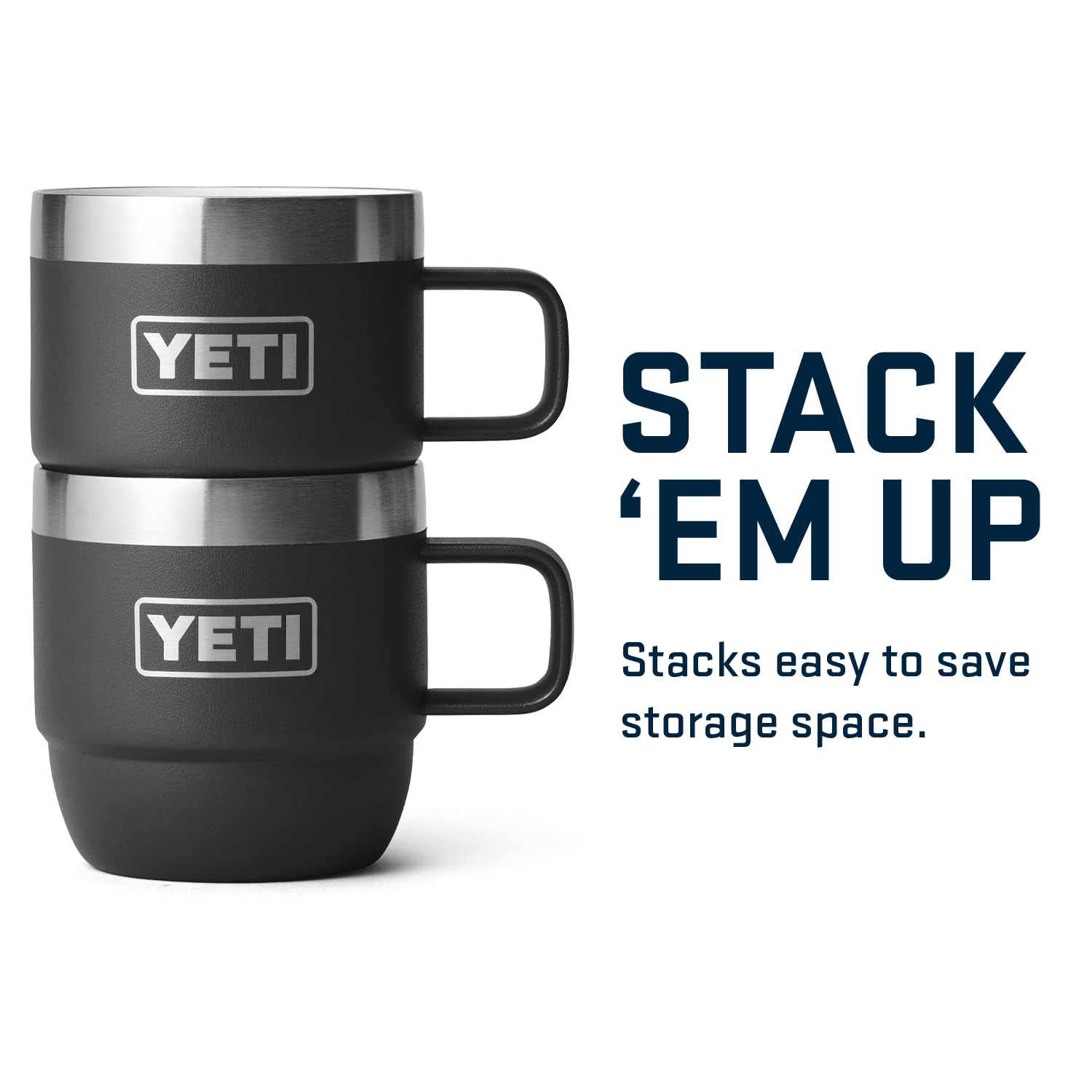 YETI Rambler 6 oz mug black with firm grip handle and finish