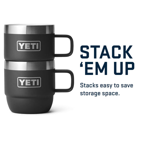 YETI Rambler 6 oz mug black with firm grip handle and finish