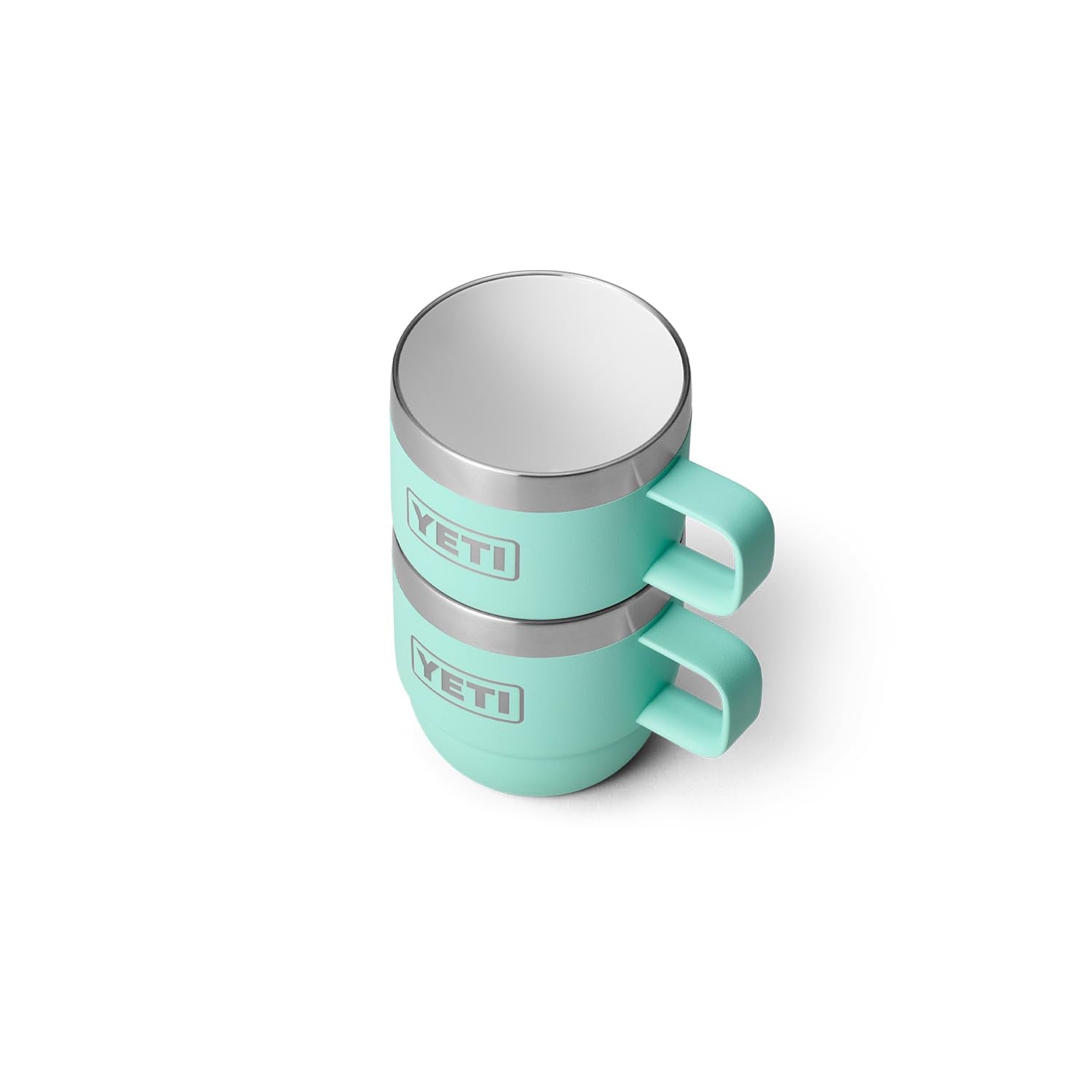 YETI Rambler 6 oz Stackable Mug seafoam fits most espresso machines.