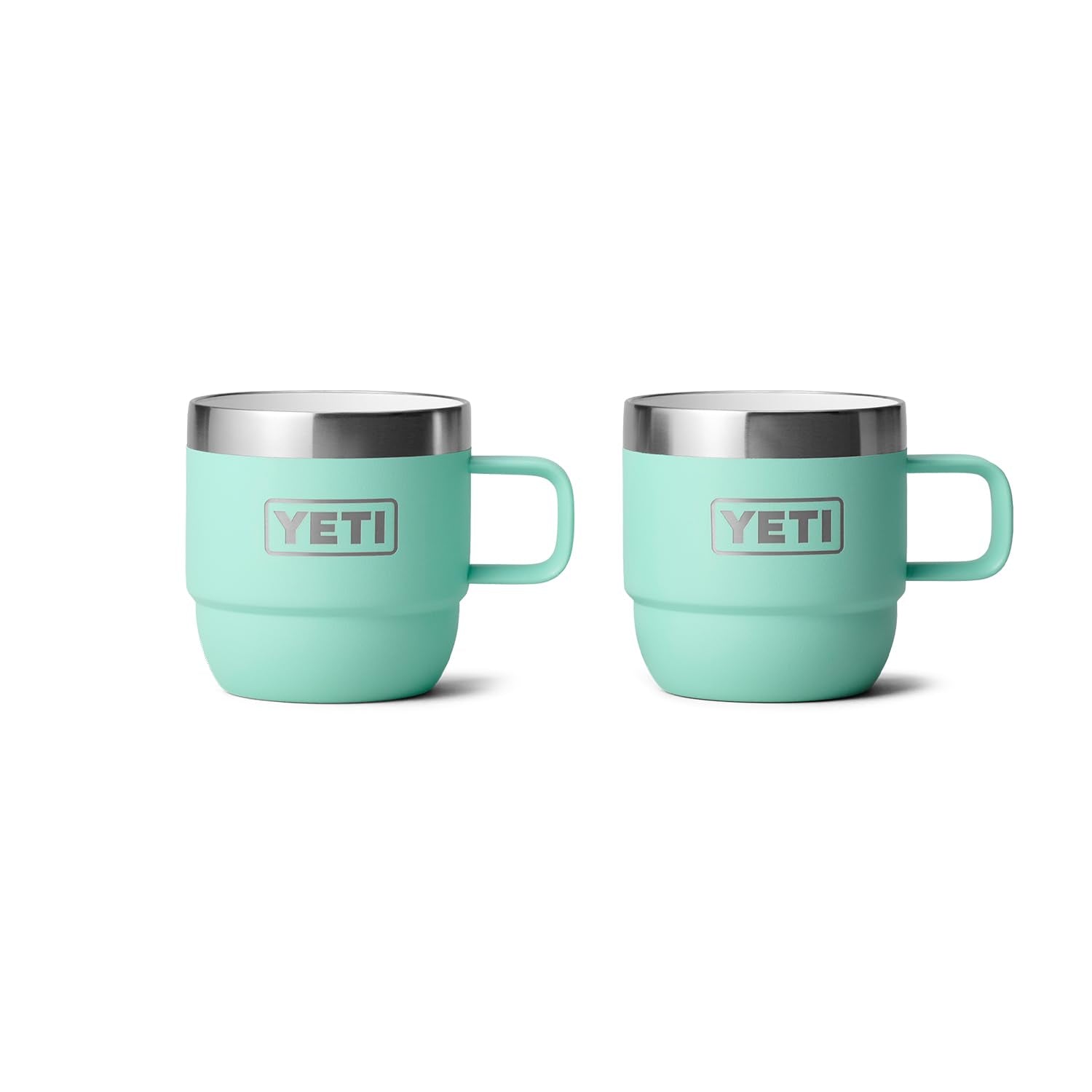YETI Rambler 6 oz Stackable Mug seafoam front view, ideal for on-the-go espresso.