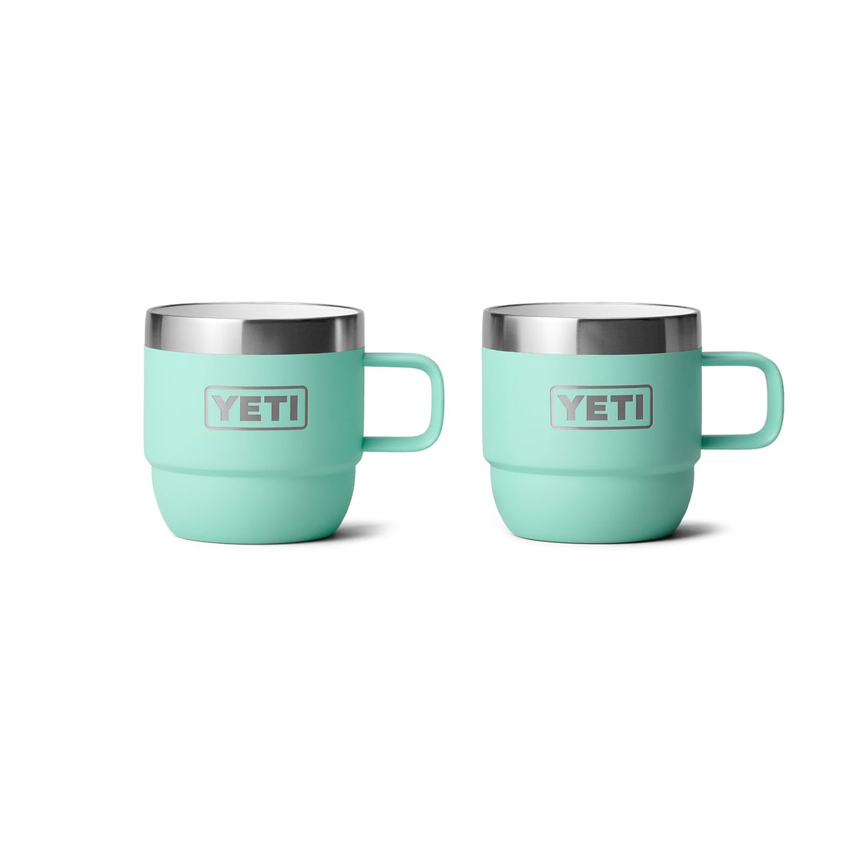 YETI Rambler 6 oz Stackable Mug seafoam front view, ideal for on-the-go espresso.