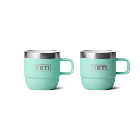 YETI Rambler 6 oz Stackable Mug seafoam front view, ideal for on-the-go espresso.