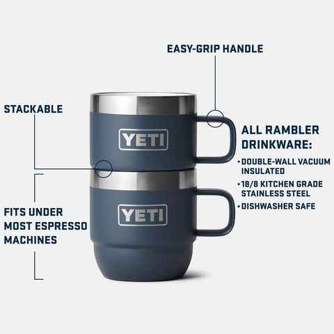 YETI Rambler 6oz Stackable Mug handle-closeup in tropical pink, comfortable grip for daily coffee.