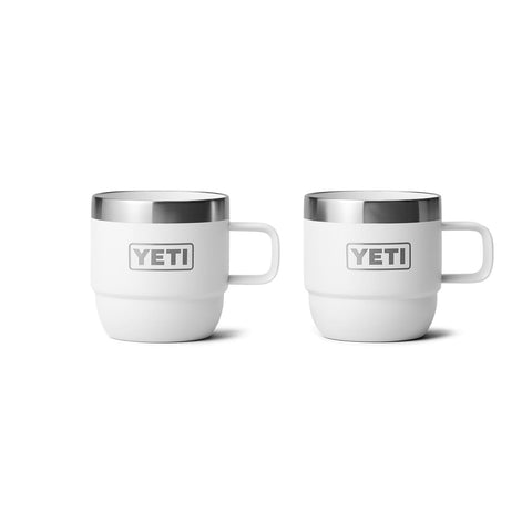 YETI Rambler 6 oz stackable mug in white for portable espresso on the go