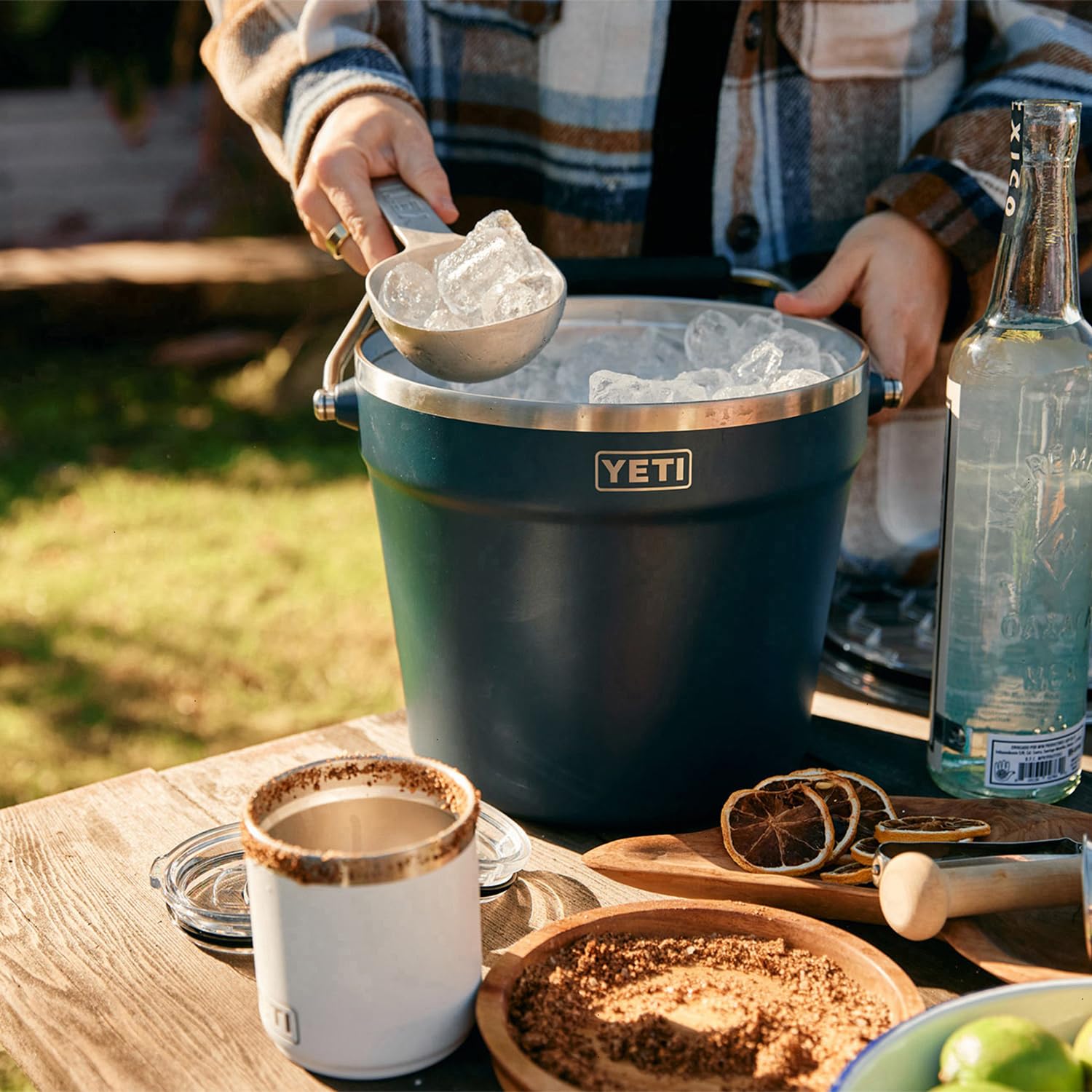 YETI Rambler Beverage Bucket is made from 18/8 stainless and dishwasher-safe.
