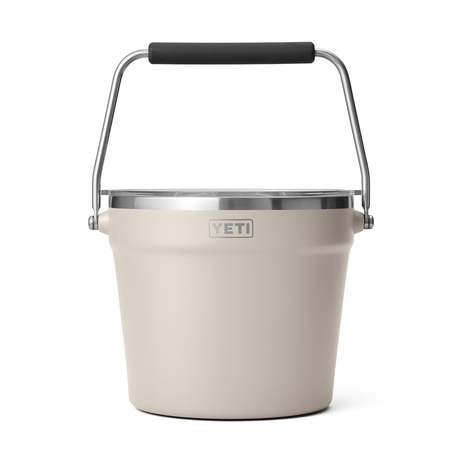 YETI Rambler Beverage Bucket in Cape Taupe shows large capacity for parties and outdoor gatherings.