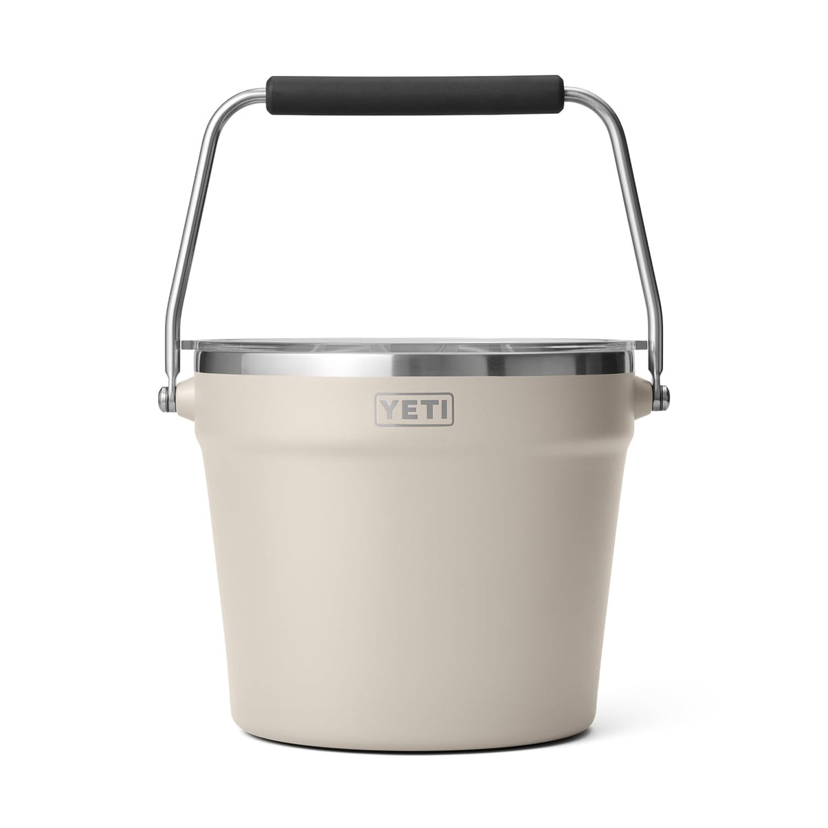 YETI Rambler Beverage Bucket in Cape Taupe shows large capacity for parties and outdoor gatherings.