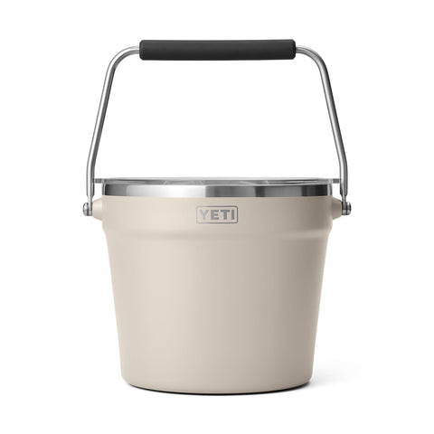 YETI Rambler Beverage Bucket in Cape Taupe shows large capacity for parties and outdoor gatherings.