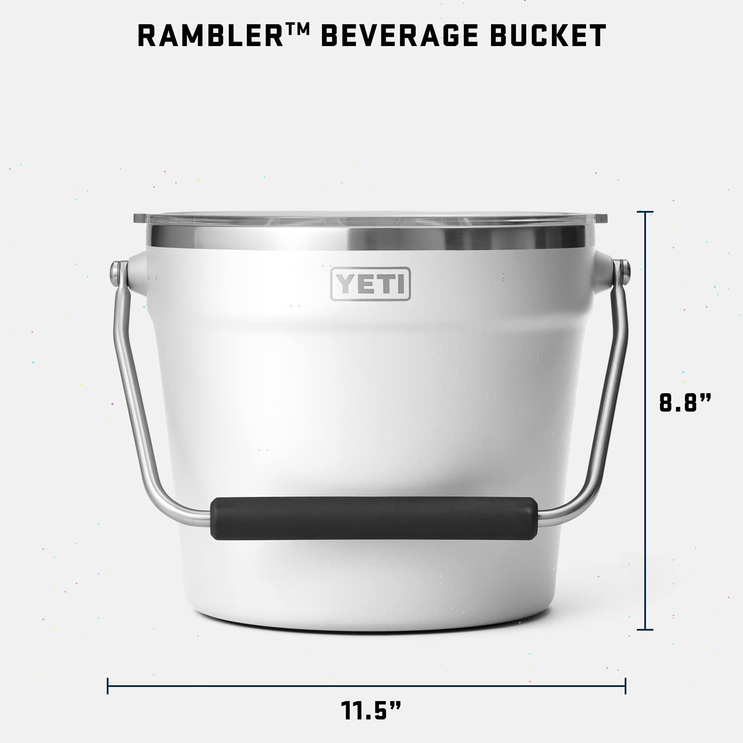 YETI Rambler Beverage Bucket features rotating handle for easy transport.