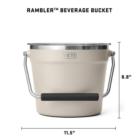YETI Rambler Beverage Bucket with rotating handle for a secure carry.