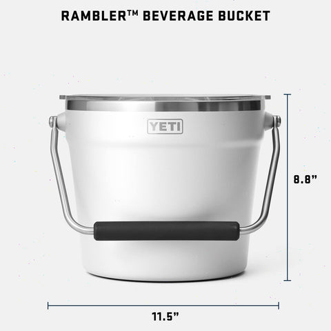 YETI Rambler Beverage Bucket features rotating handle for easy transport.