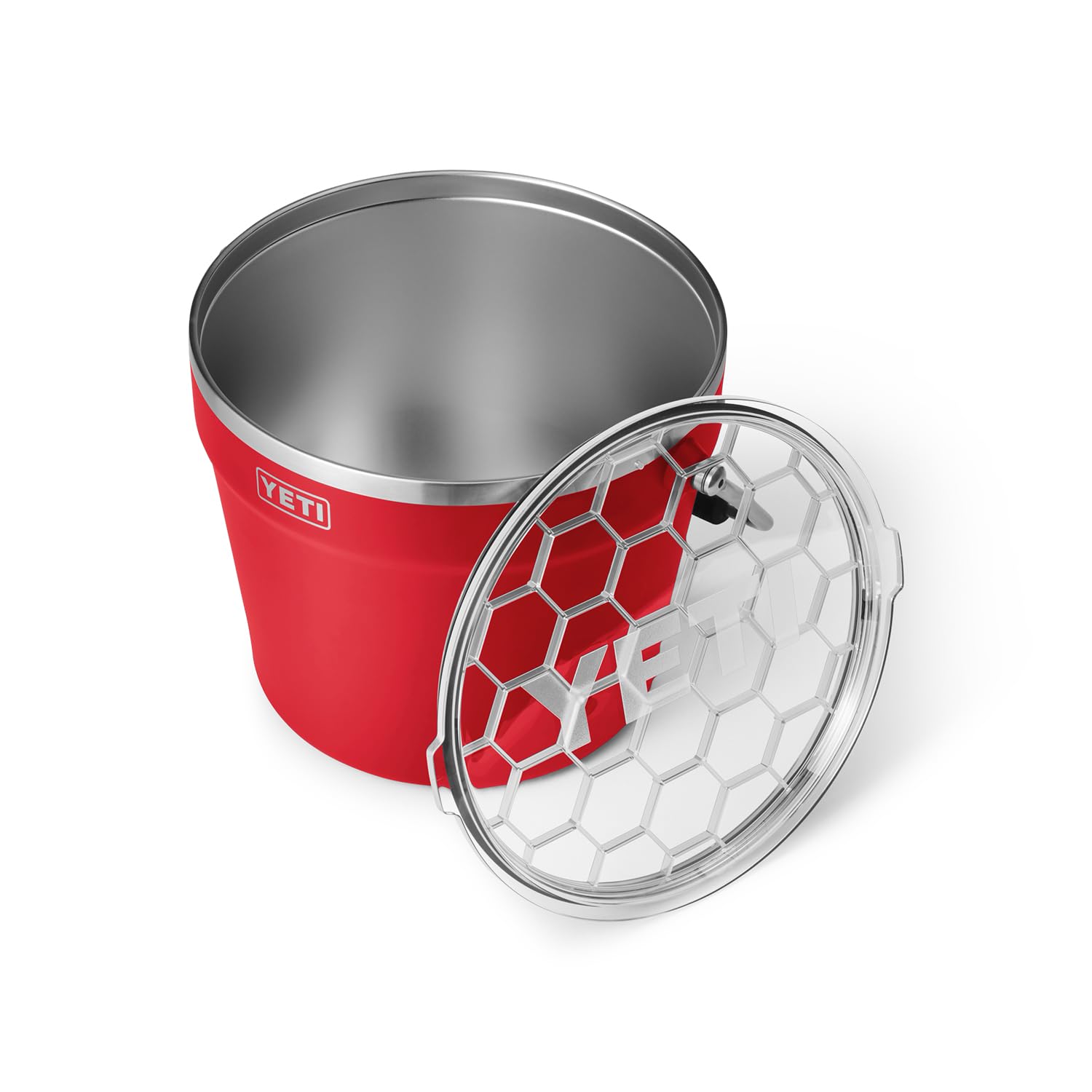 YETI Rambler Beverage Bucket stacked flat saves space during storage.