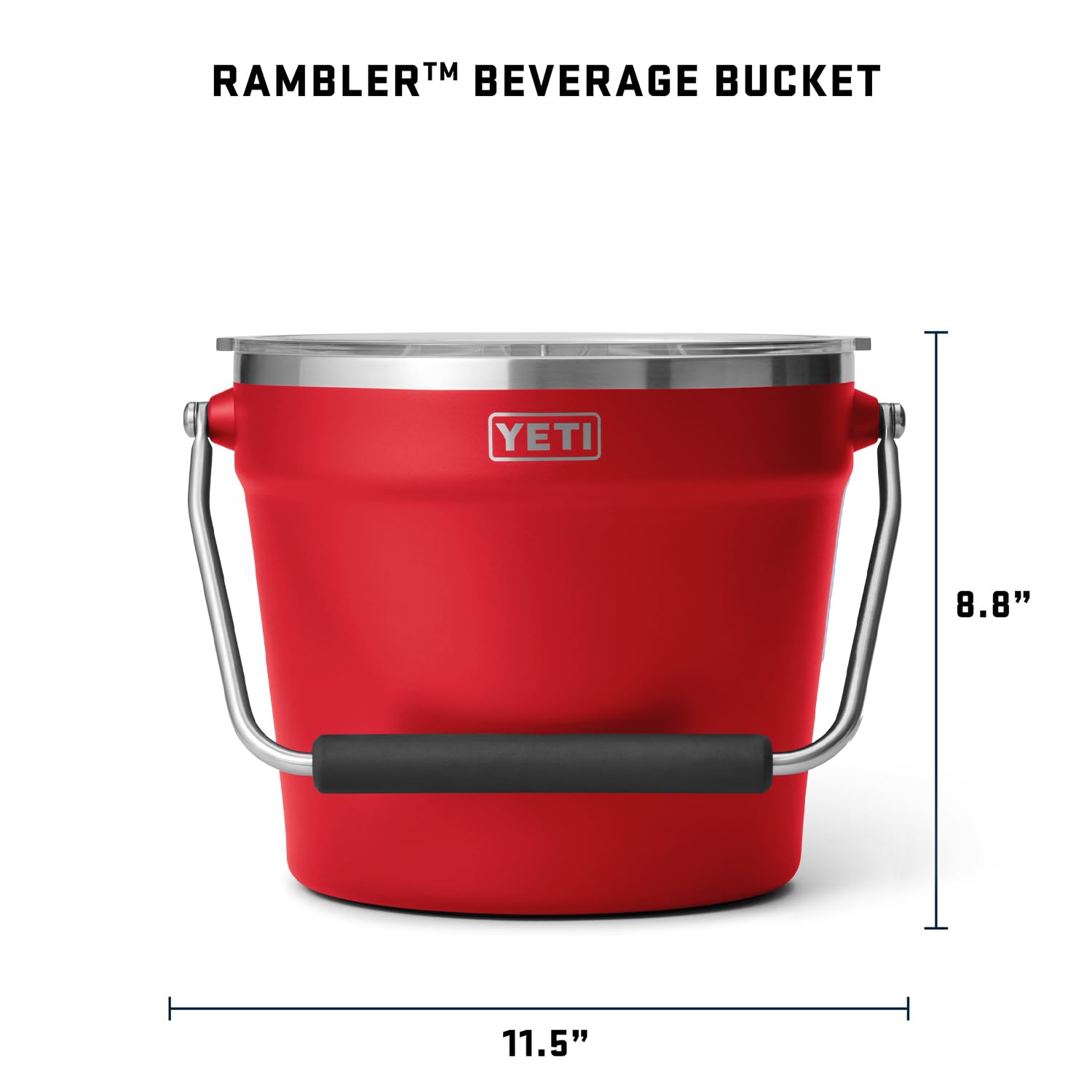 YETI Rambler Beverage Bucket holding a six-pack demonstrates versatile capacity.