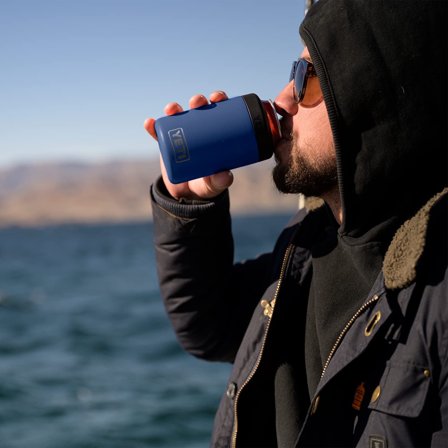 YETI Colster keeps condensation at bay for a dry grip.