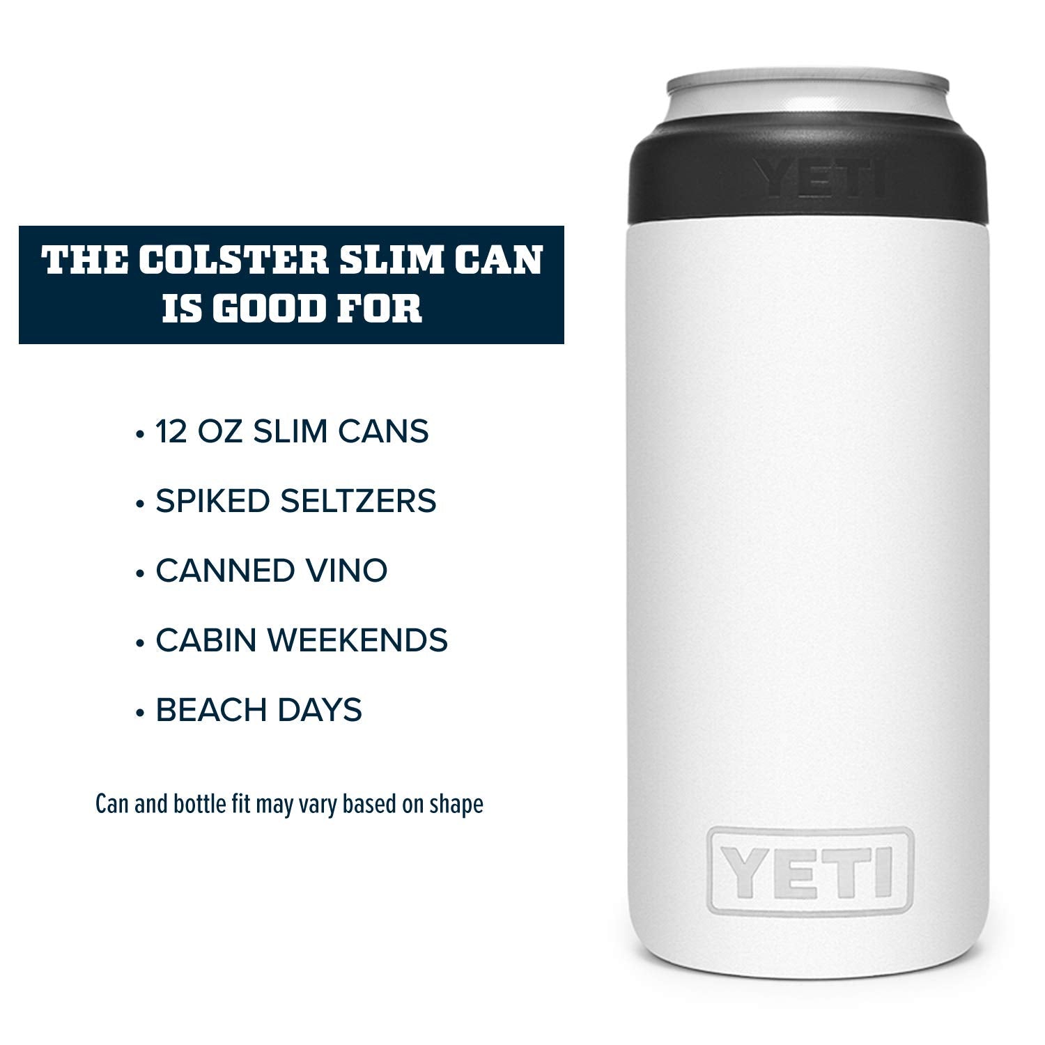 YETI Rambler Colster Slim with Duracoat finish stands up to rugged trips.