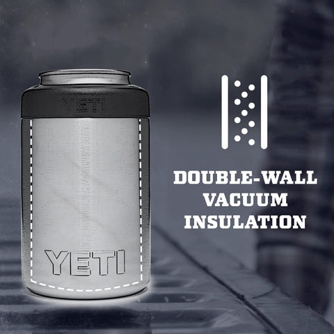 YETI Rambler Colster for tailgates keeps drinks stable at games.
