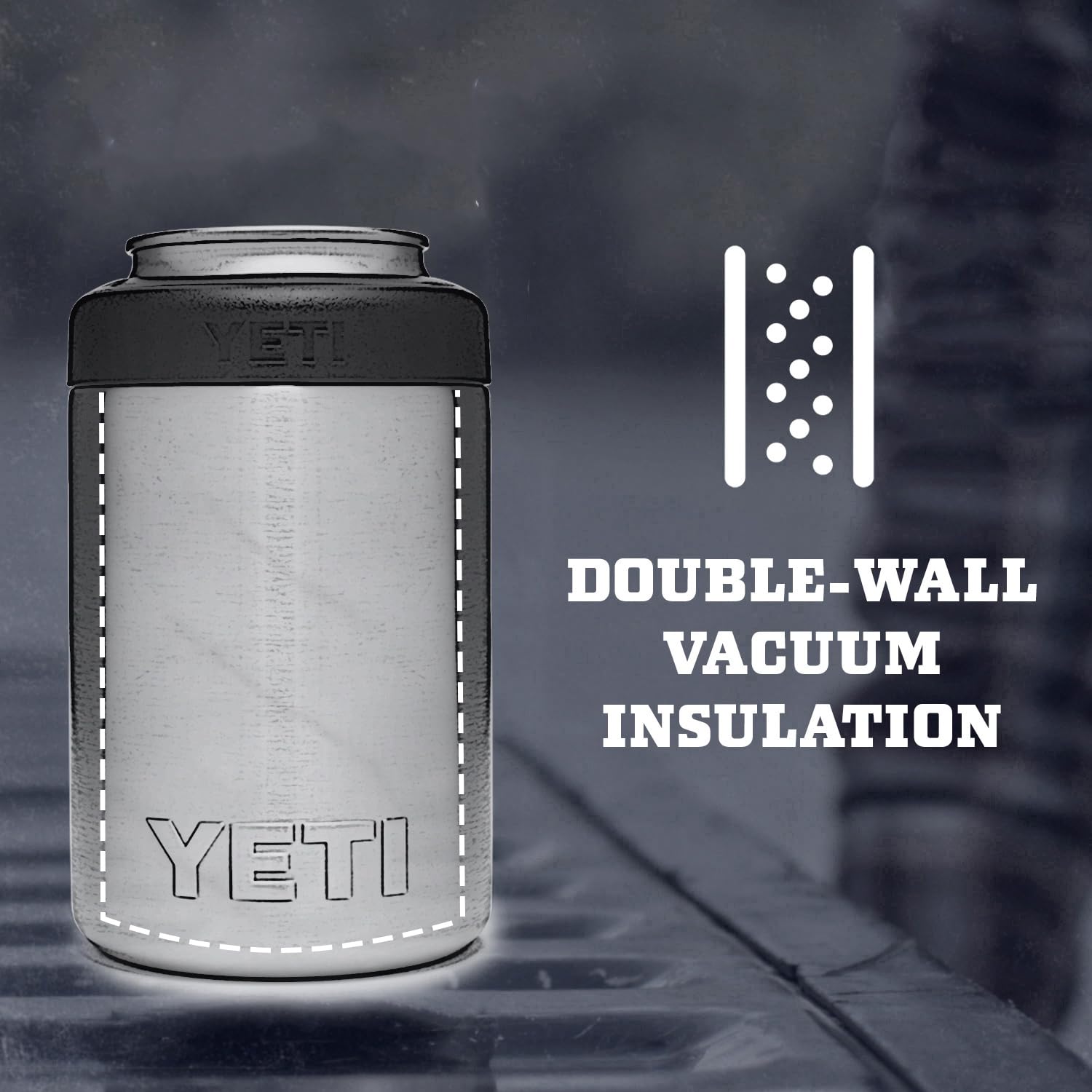 YETI Colster with Duracoat finish resists chipping in outdoor use.
