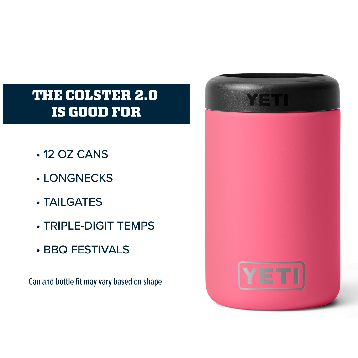 YETI Rambler Colster Tropical Pink Load-and-Lock gasket seals securely.