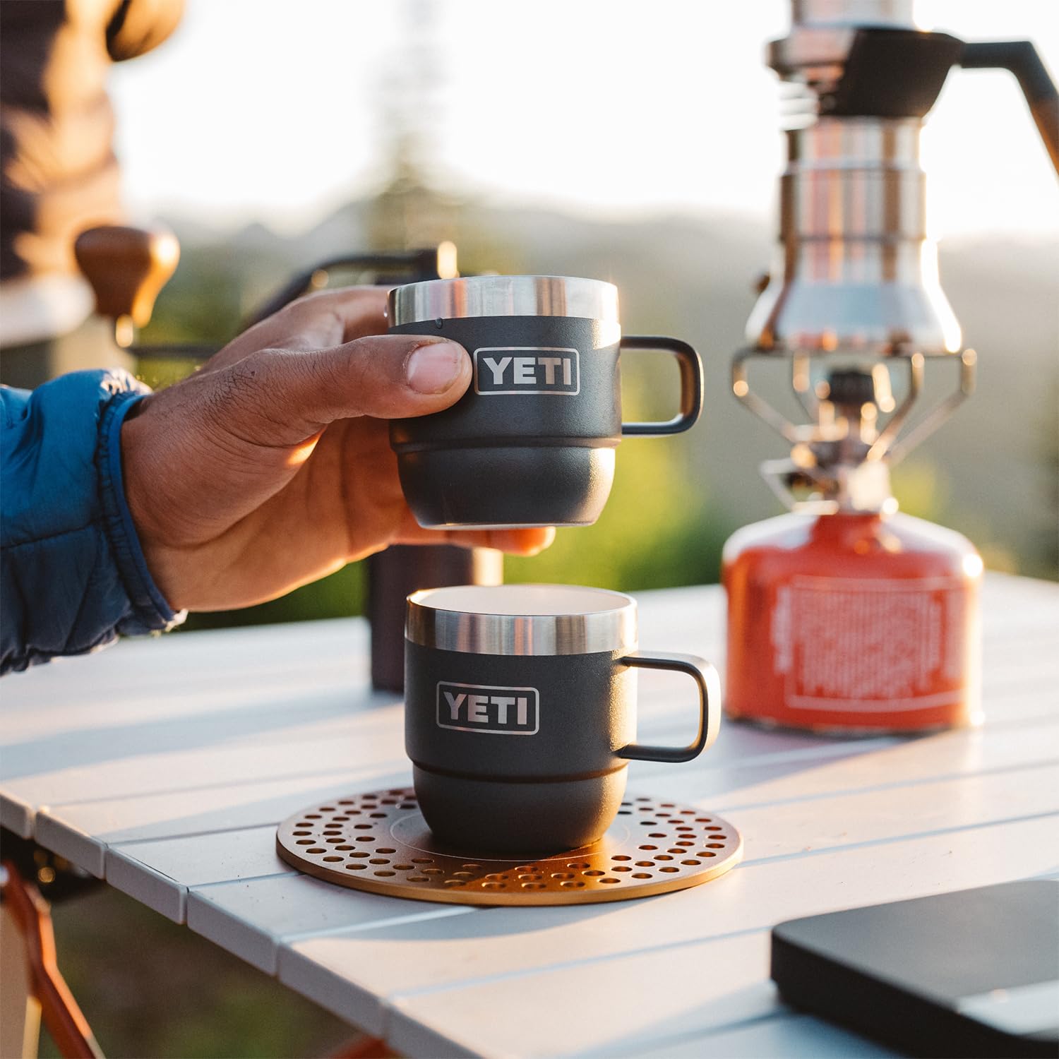 YETI Rambler 6 oz cup fits espresso routines on deck or in cabins