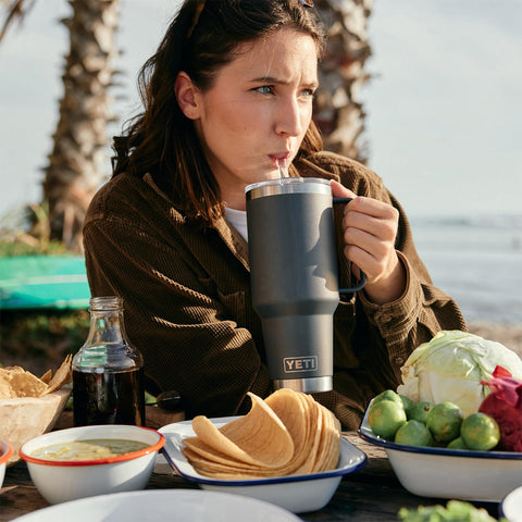 YETI Rambler fits cup holders for travel convenience