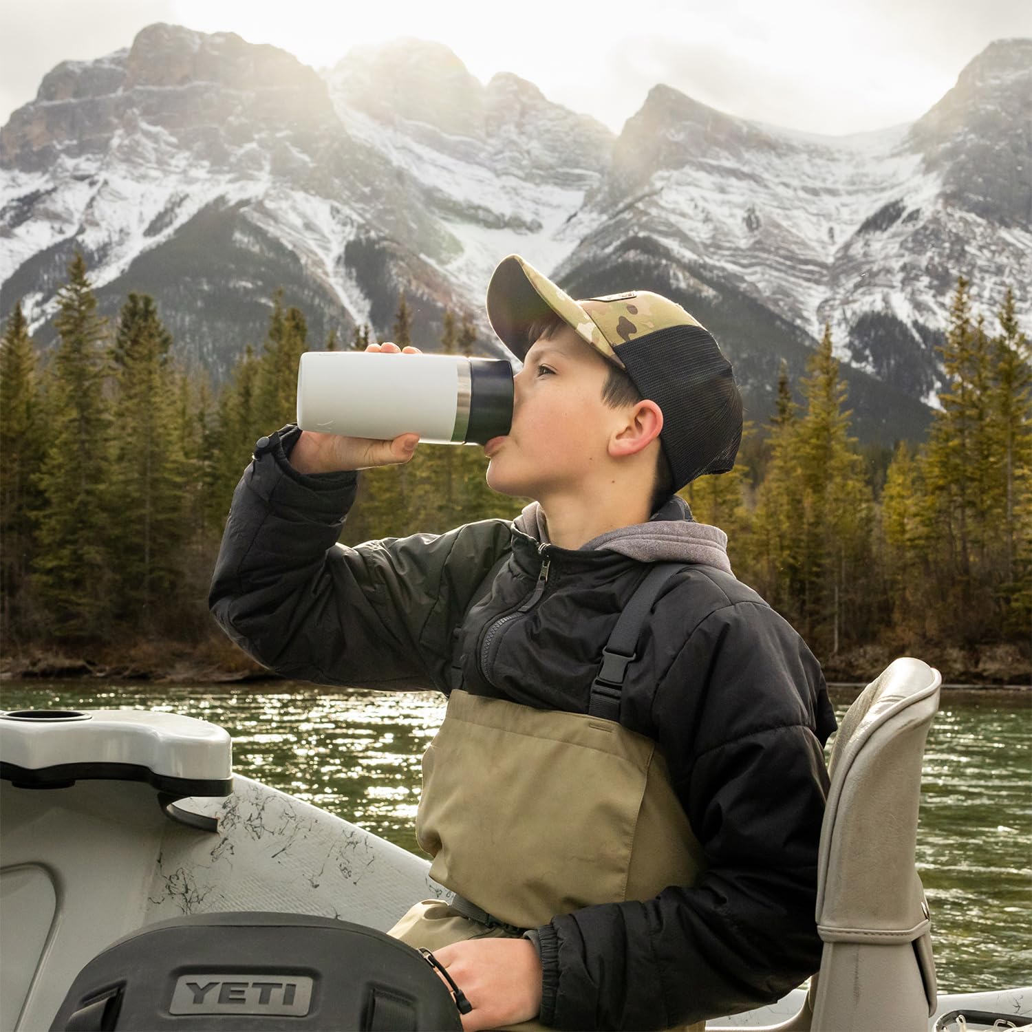 YETI Rambler double-wall vacuum insulation maintains cold or hot drinks
