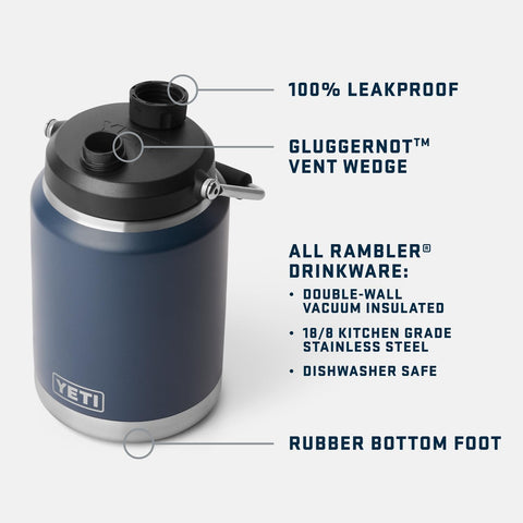 YETI Rambler Half Gallon Jug 2.0 side view with balanced grip