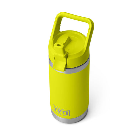 YETI Rambler Jr 12 oz bottle with straw cap in Firefly Yellow for kids on the go hydration