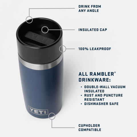 YETI Rambler with leakproof cap enables spill-free sipping from any angle