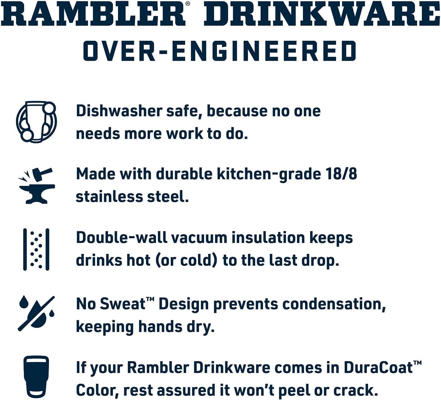 YETI Rambler no-sweat design prevents condensation on your hands.