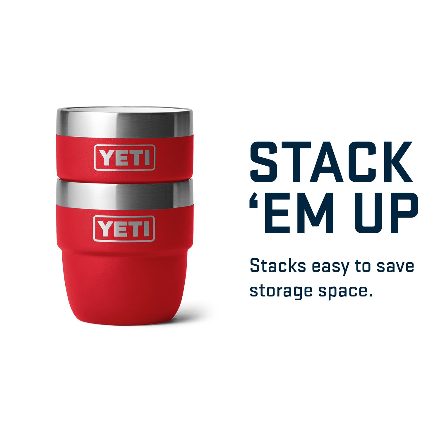 YETI Rambler 2-pack stacks neatly, saving space in travel kits.