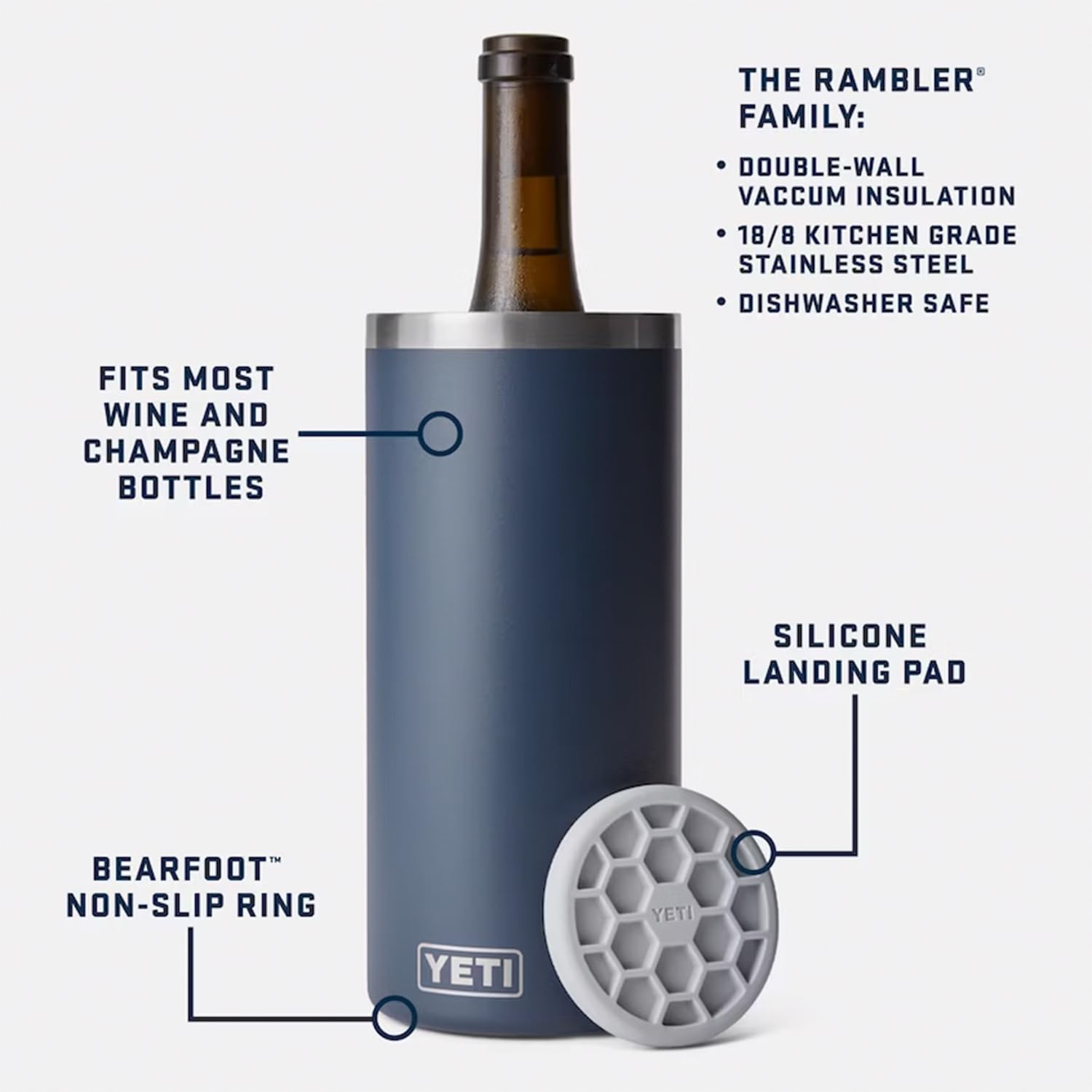 YETI Rambler Wine Chiller prechill setup keeps temps steady for hours.