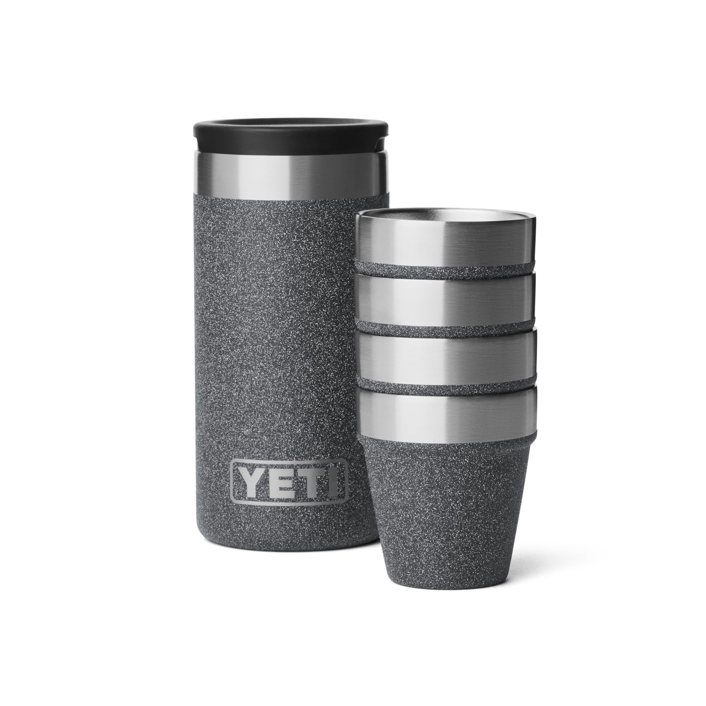 YETI shot glasses with carrying case in Black Stone for on-the-go entertaining