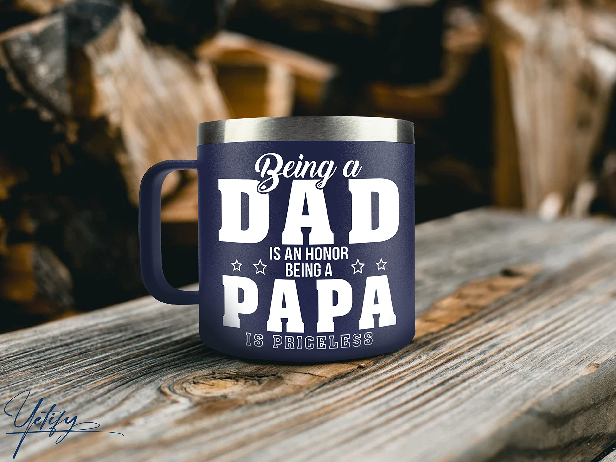 Yetify Papa mug camping-ready design suits outdoor adventures