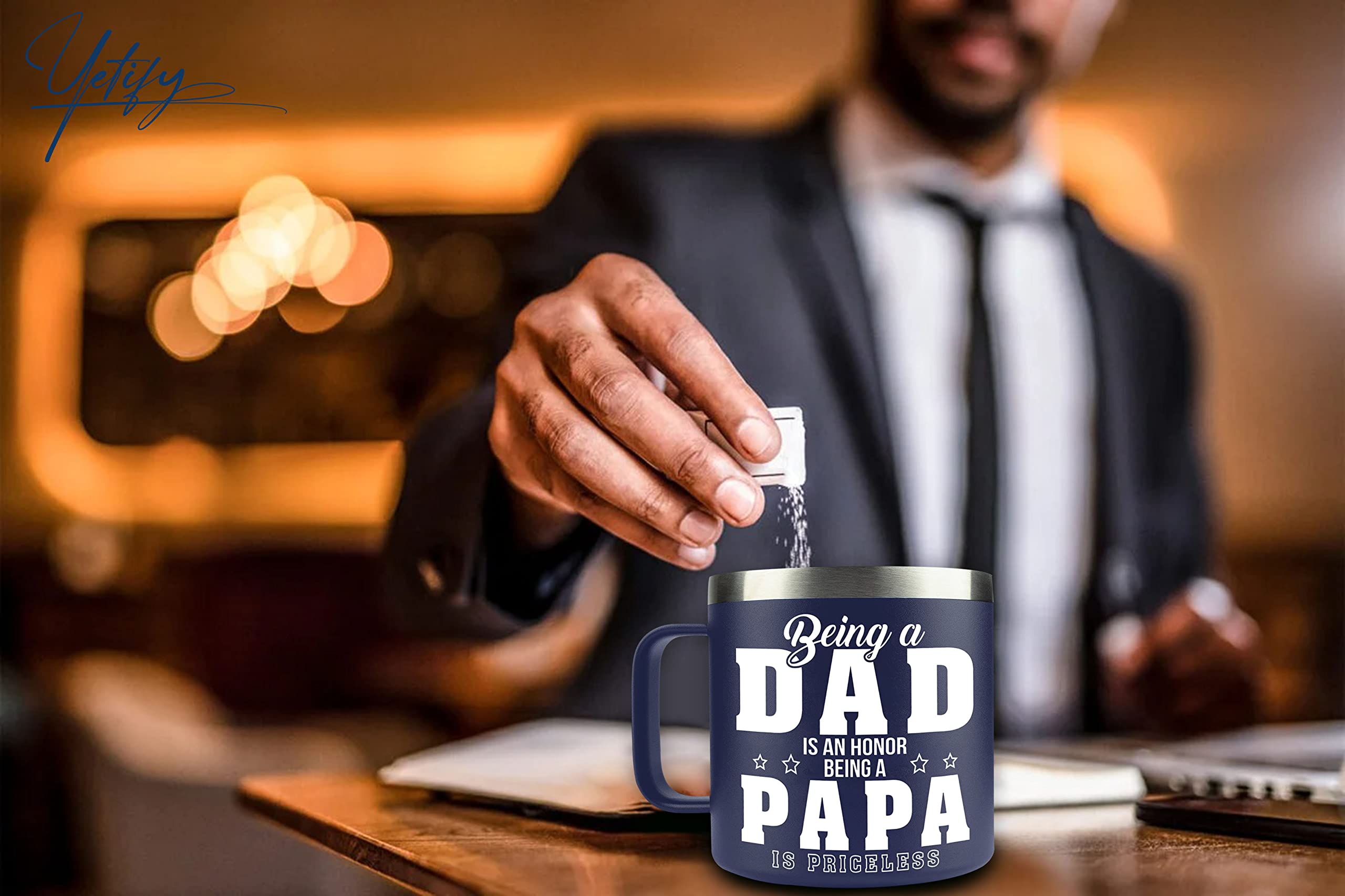 Yetify Papa mug stainless steel construction endures daily use