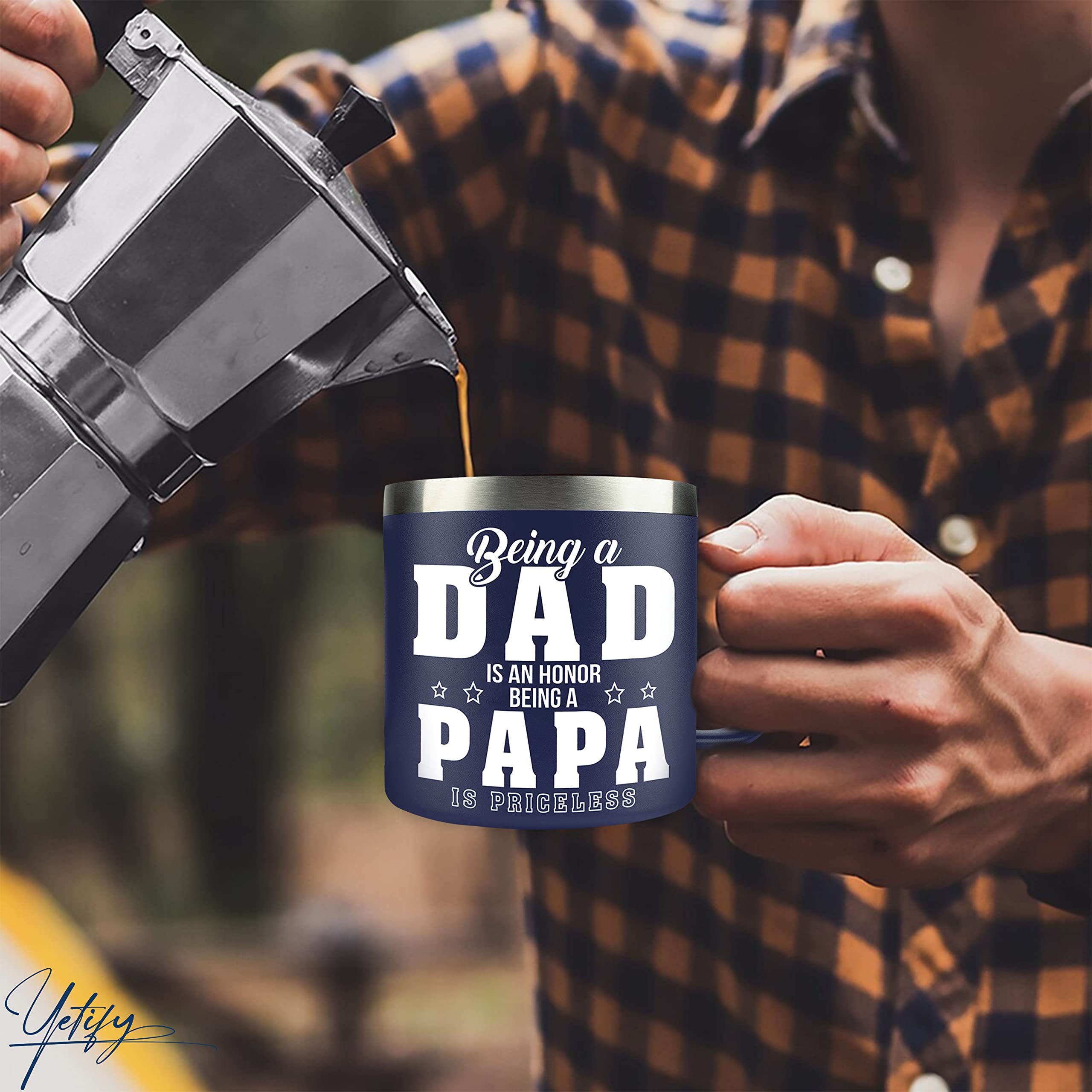 Yetify Papa mug lid keeps spills secure during busy mornings
