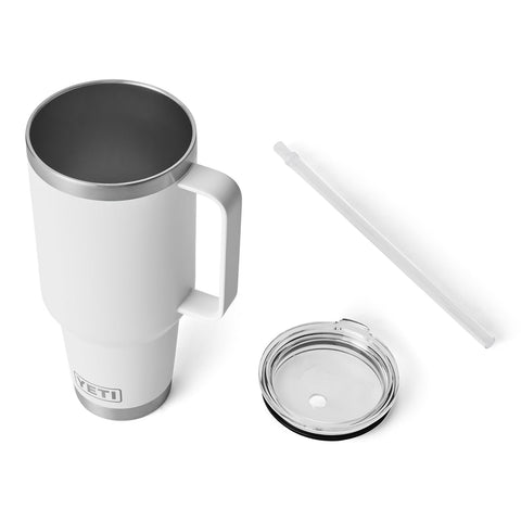 YETI Rambler 42 oz Straw Lid with stopper secures the straw during movement.