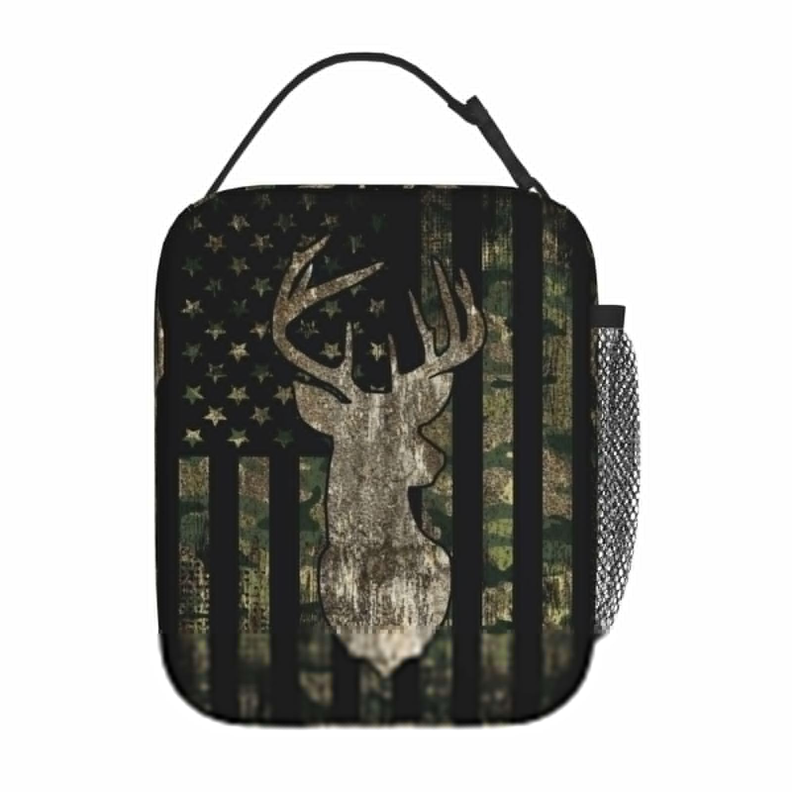 YETTA YANG camouflage lunch bag exterior in waterproof Oxford fabric for everyday use.